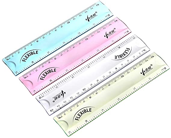 uxcell Flexible Straight Ruler 15cm 6 Inch Soft Plastic Measuring Ruler Tool (Green, Pink, Blue, Color Shipped Randomly)