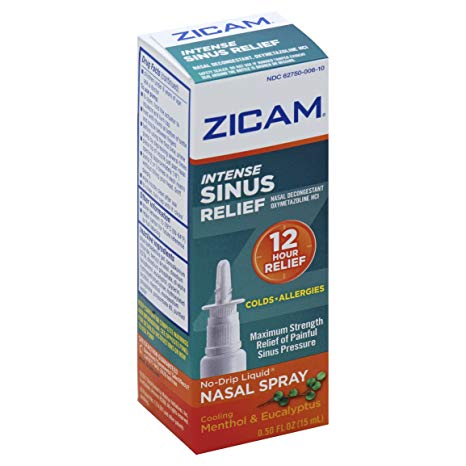 Zicam Intense Sinus Relief No-drip Liquid Nasal Spray with Cooling Menthol & Eucalyptus, 0.5 Ounce