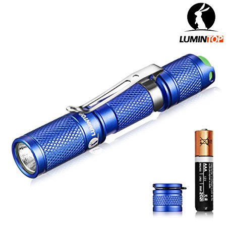 LUMINTOP Tool AAA Mini EDC Flashlight, CREE LED 110 Lumens with 1 X AAA Battery and Gift Package Handheld Flashlight Keychain Flashlight (Tool AAA - Blue)