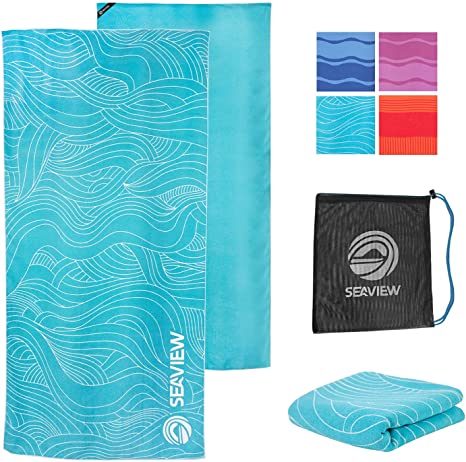 Seaview 180 Sand Free Extra-Large 75x35 Akumal Beach Towel - Microfiber Beach Towel Made of 75% Recycled Material - Super Absorbent Quick Dry Towel for Beach, Travel, Yoga & Camping