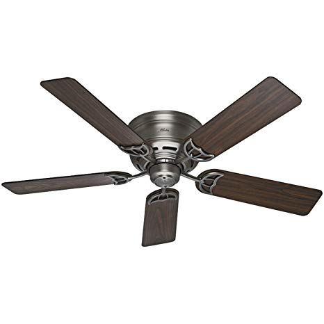 Hunter 53071 Low Profile III 52-Inch Antique Pewter Ceiling Fan with Five Walnut/Light Cherry Blades