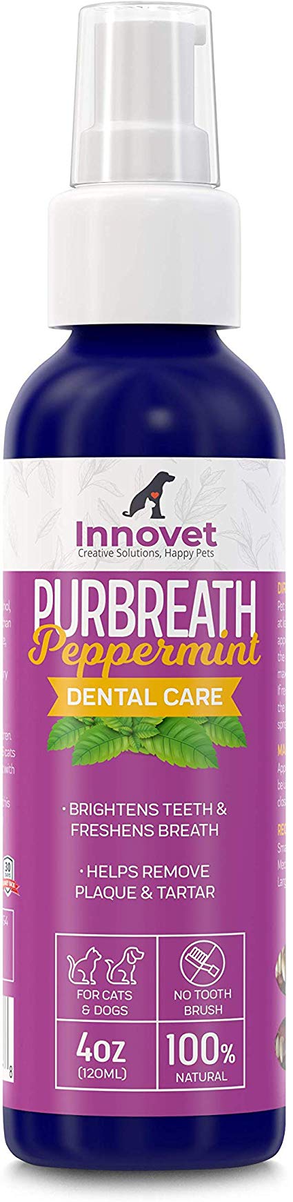 INNOVETPET PurBreath Oral Care Gel for Dog & Cats – 120 ML No Toothbrush Dental Care for Bad Pet Breath. Fights Tartar, Plaque, Gum Disease.100% Natural Ingredients | Made in USA
