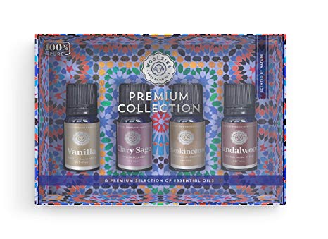 Woolzies Premium Collection Essential Oil Gift Set | Inc Vanilla, Clary Sage, Frankincense, Sandalwood 10 ML For Diffusion Internal, or Topical Use