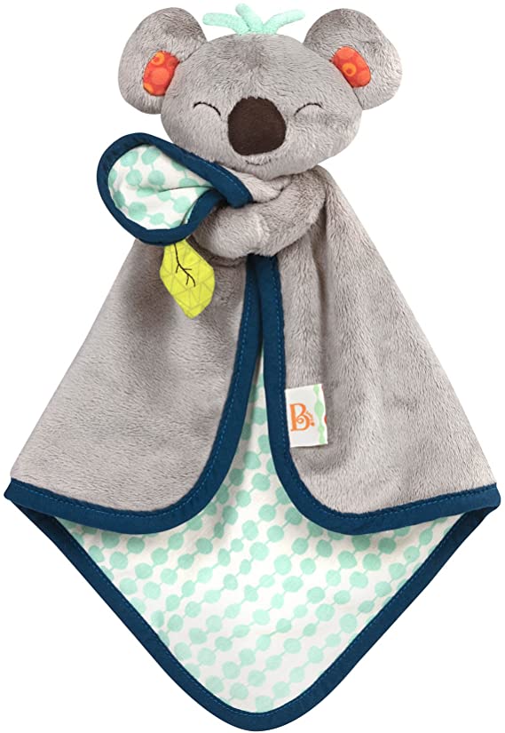 B. Toys – B. Snugglies - Fluffy Koko The Koala Security Blanket – Adorable Baby Blankie with Soft Fabric