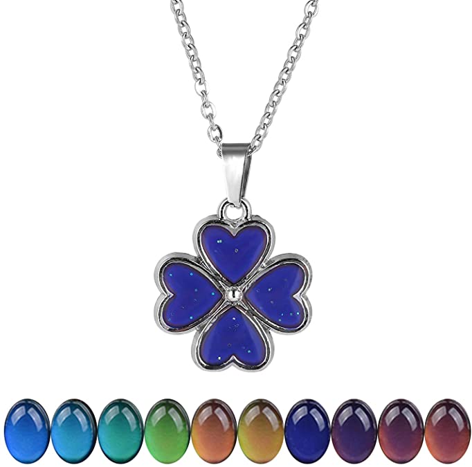 FM FM42 Temperature Sensing Color Changing Pendant Necklace with 19.29" Stainless Steel Rolo Chain (18 Styles)