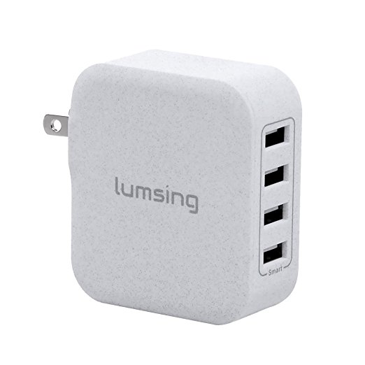 Lumsing USB Wall Charger 4-Port 21W Multi-Port Charger with Foldable Plug for iPhone iPad Samsung Galaxy Smartphones Tablets(Grey)