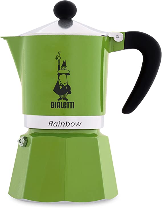 Bialetti Rainbow Caffettiera Colorata, Alluminio, Verde, 3 Tazze