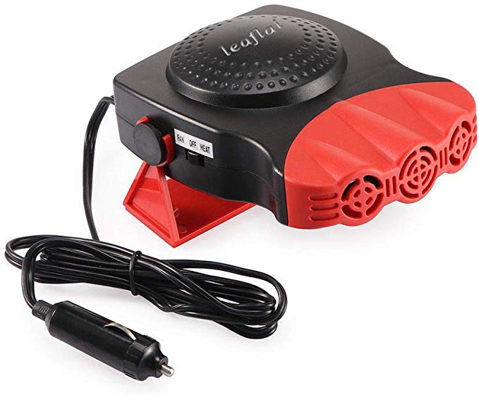 Portable Car Defroster Defogger,2-in-1 Car Heater with Cooling&Heating Function,12V 150W Windshield Heater Plugs into Cigarette Lighter,Suitable for General Types of Cars,3-Outlet Fans (Red)