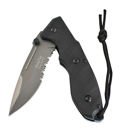 BlizeTec Titanium Pocket Folding Knife with G10 Handle