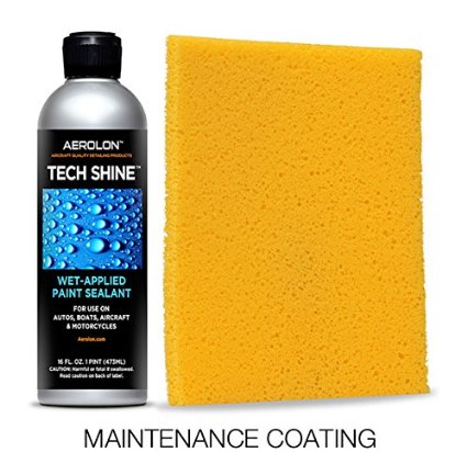 FAST Wet-Applied Coating. One 5-Minute Application to Shine and Protect ALL Exterior Car Surfaces - Tech Shine 16oz Bottle & Pad
