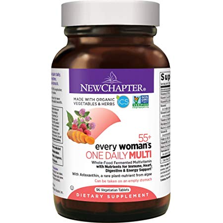 New Chapter Multivitamin for Women 50 plus - Every Woman's One Daily 55  with Fermented Probiotics   Whole Foods   Astaxanthin   Vitamin D3   B Vitamins   Organic Non-GMO Ingredients - 96 ct