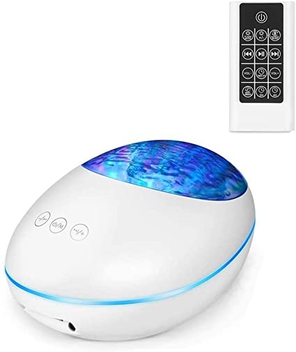 YOUTHINK Ocean Wave Projector Night Light Projector with Buletooth Remote Control Timer 8 Romantic Colors Changing Music Speaker Wave Projector for Kids Bedrooms, Kids Gift (White)