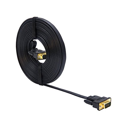 DTECH Ultra Thin Flat Type Computer Monitor VGA Cable Standard 15 Pin Male to Male VGA Wire 16 Feet