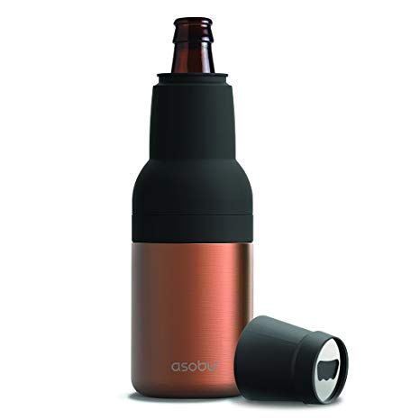 Asobu Frosty Beer 2 Go Vacuum Insulated Double Walled Stainless Steel Beer Bottle and Can Cooler with Beer Opener (Copper 2 Pack)