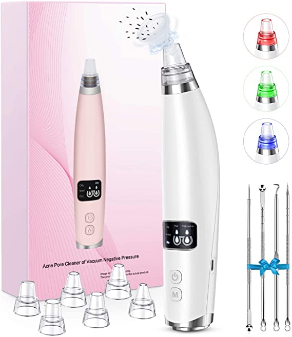 Blackhead Remover Vacuum Pore Vacuum Cleaner Multifunction Blackhead Sucker Heating Mode 3 Mode BESTOPE with 6 Replacement Probes and 4 comedone squeezer set