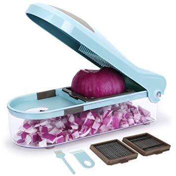 Onion Chopper Sedhoom Manual Food Chopper 3 Blades Heavy Duty Vegetable Chopper Slicer Dicer with Additional 2 Brush for Easy Clean