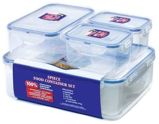 Lock & Lock 4 Piece Storage Container - Clear/Blue, Set of 4