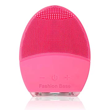 Facial Cleansing Brush, Electric Silicone Face Massager Brush Waterproof Anti-Aging Skin Cleanser and Deep Exfoliator Makeup Tool for Facial Polish and Scrub (ROSE)