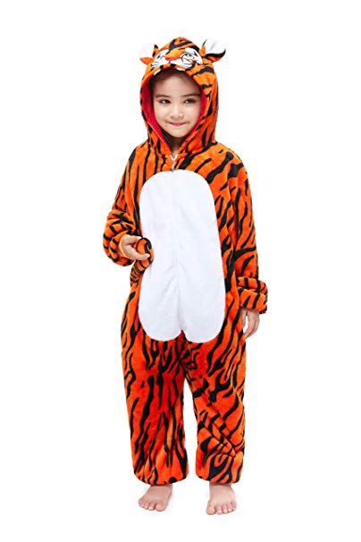 Kid's Animal Onesie Cartoon Costume Cosplay Pajamas Christmas Tiger 100