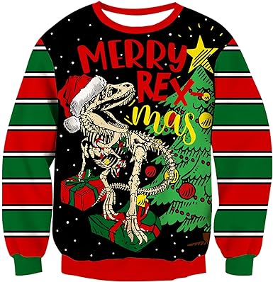 RAISEVERN Men Ugly Christmas Sweater Funny Xmas Holiday Party Women Knitted Pullover Tops