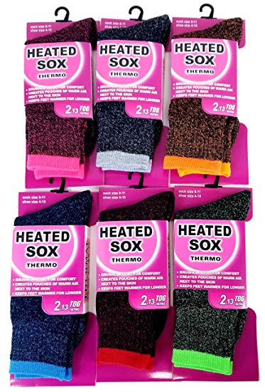 6 Pairs Women Heated Sox Thermal Insulated Brushed Boot Socks 9-11