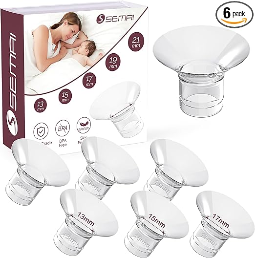 Flange Insert 6PCS 13/15/17mm for Momcozy S9/S9pro/S10/S12/S12pro/Medela/Tsrete/Spectra/Bellababy etc 24mm Wearable Breast Pump, Reduce 24mm Tunnel Down to Other Correct Size