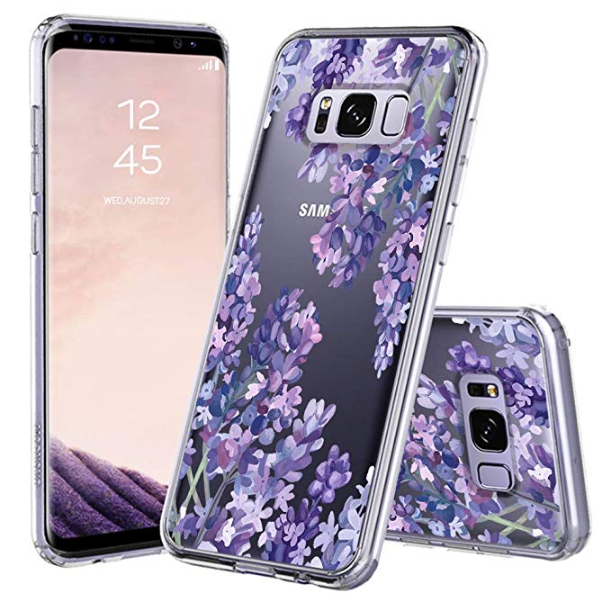 MOSNOVO Case for Galaxy S8 Plus, Shockproof TPU Bumper Slim Clear Case with Floral Design for Samsung Galaxy S8 Plus Phone Case Cover - Lavender