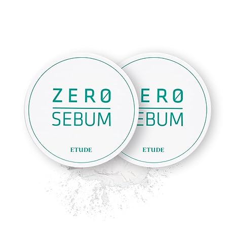 ETUDE Zero Sebum Drying Powder Duo Set 0.14Ounce*2 (4g*2) | Lightweight Oil Control No Sebum Loose Face Powder with 80% Mineral | Long Lasting for Setting or Foundation Makes Skin Downy