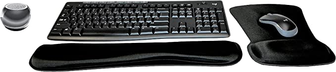 Logitech MK270 Wireless Keyboard & Mouse Combo Active Lifestyle Travel Home Office Must-Have Modern Bundle with Mini Mirror Portable Wireless Bluetooth Speaker, Gel Wrist Pad & Gel Mouse Pad