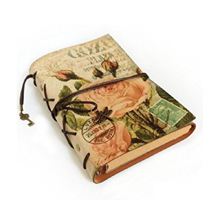 CKLT Soft PU Leather Journal A6 Notebook Diary Planner and Photo Album with Vellum Paper and Zipper Pocket (Flower)