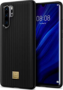 Spigen, Compatible with Huawei P30 Pro Case [LA MANON Classy] Premium Silicone Cover, Phone Case with Chic Design and Easy Grip for Huawei P30 Pro (2019) - Black