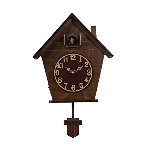 KANGKANGFA Retro 3D Cuckoo Clock Big Light Induction Wall Clock Living Room Pendulum Bird Home Bedroom Children'S Room Clock Clock Decoration E5