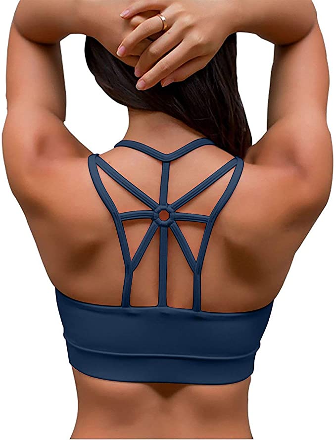 YIANNA Women Sports Bra Padded Elastic Breathable Wireless High Impact Yoga Bras Top