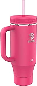 Takeya 40 oz Stainless Steel Tumbler with Lid and Two Straws, Premium Quality, Double Wall Insulated, Wiith Handle, Keep Drinks Cold for Up to 24 Hours, Dragon Fruit