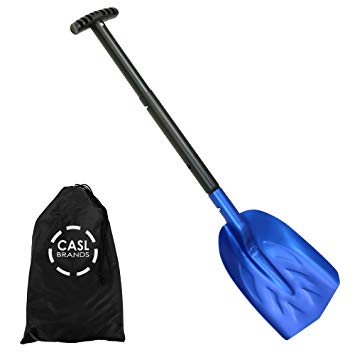 CASL Brands Portable Snow Shovel for Car or Truck, Lightweight and Collapsible, Telescoping Handle and Carrying Bag Included - Blue