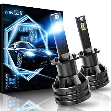 NINEO H1 LED Headlight Bulbs w/Small Size,10000LM 6500K Cool White CREE Chips All-in-One Conversion Kit