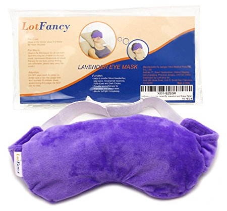 LotFancy Lavender Eye Pillow - Sleep Mask Filled with Lavender Flowers and Flax Seed-Hot or Cold Use for Yoga, Relaxation, Meditation