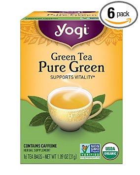 Yogi Tea, Pure Green, 16 Count (Pack of 6), Packaging May Vary