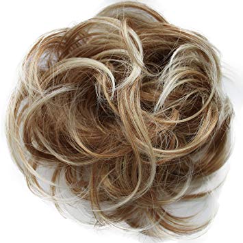 PRETTYSHOP Hairpiece Scrunchie Bun Up Do | Ponytail Extensions | Wavy Curly or Messy (Blonde Mix 27T613)