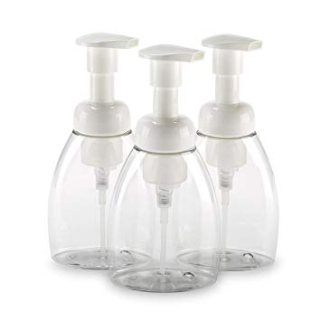 BPA Free Liquid Hand Soap Dispenser w/ Foaming Pump - Empty Containers are Perfect for Castile Soap on Kitchen and Bathroom Countertops Great for Kids - Refillable and Eco Friendly (3 pack)