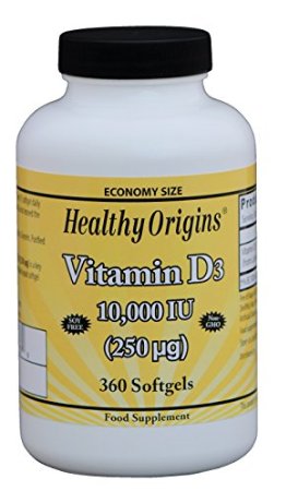 Healthy Origins 10000 IU Vitamin D3 Liquid Gels - Pack of 360
