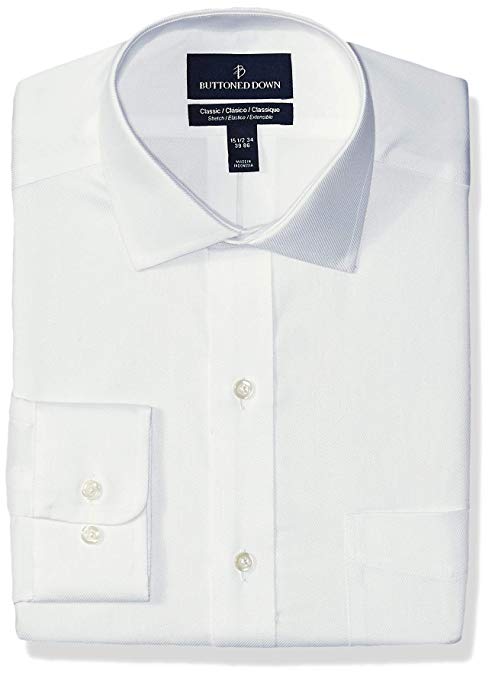 Amazon Brand - BUTTONED DOWN Men's Classic Fit Stretch Twill Non-Iron Dress Shirt