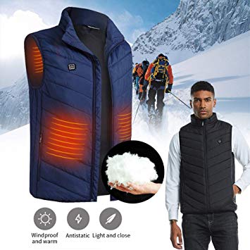Heated USB Electric Puffer Vest-Men Women Electric Heated Vest, Heated Jacket -Charging Heating Cotton Vest Washable,Winter Warm Clothing Heated Jacket for Skiing, Hiking, Hunting, Camping.