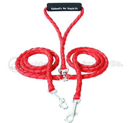 Double Dog Leash for Two Dogs - 54 Inch Braided Tangle Free Dual Leash, Coupler - Strength Tested for Walking and Training Two Dogs