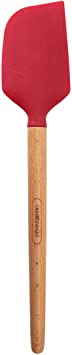 Farberware Professional Heat Resistant Silicone Spatula with Wood Handle - Safe for Non-Stick Cookware, Red