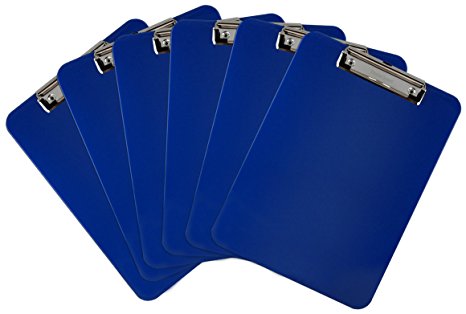 Trade Quest Plastic Clipboard Opaque Color Letter Size Low Profile Clip (Pack of 6) (Dark Blue)