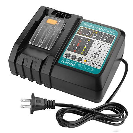 YABELLE DC18RC 18V Battery Charger, for All Makita 7.2V-18V Lithium Battery BL1830 BL1840 BL1850 BL1860 BL1815 BL1430 BL1450 BL1440 US Plug Fast Charger
