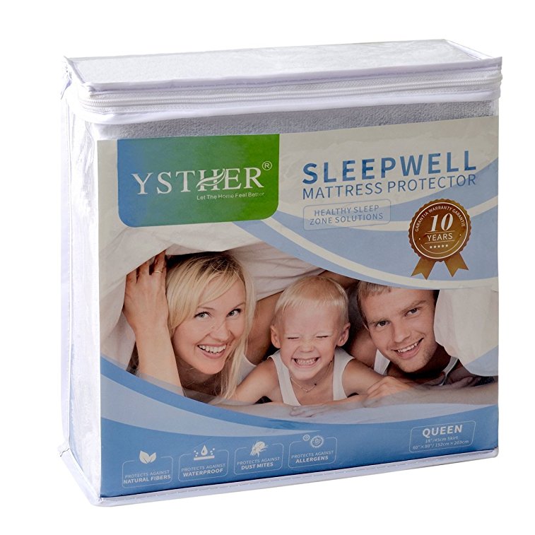 YSTHER Waterproof Hypoallergenic Mattress Protector / Cover, Vinyl Free, Full Size
