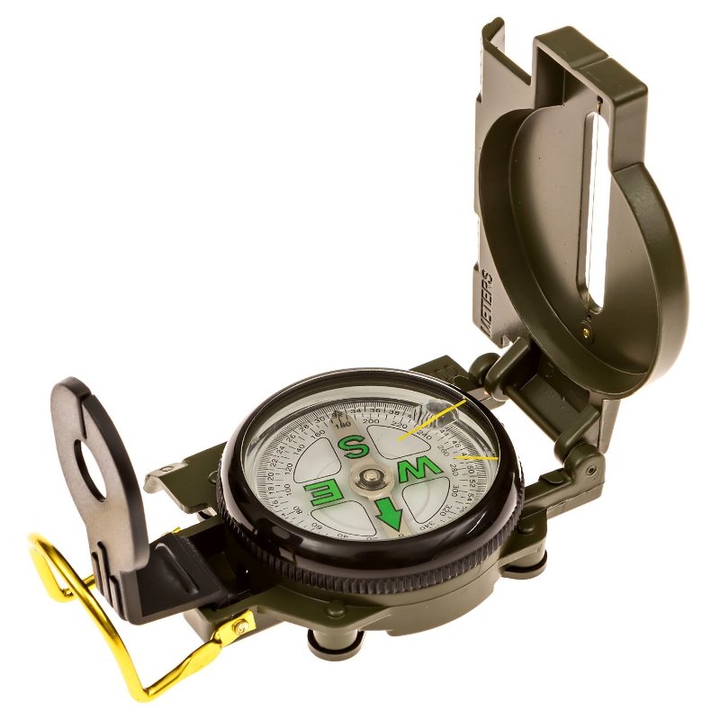 HTE Survival Compass Multipurpose Marching Lensatic Compass for Outdoor Camping and Hiking Green