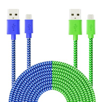 Durable Braided Cable, Magic-T Micro Cord [2-Pack] 6ft/2m Charging Extension Cord for Android, Samsung , HTC, Xbox One, PS4 and More
